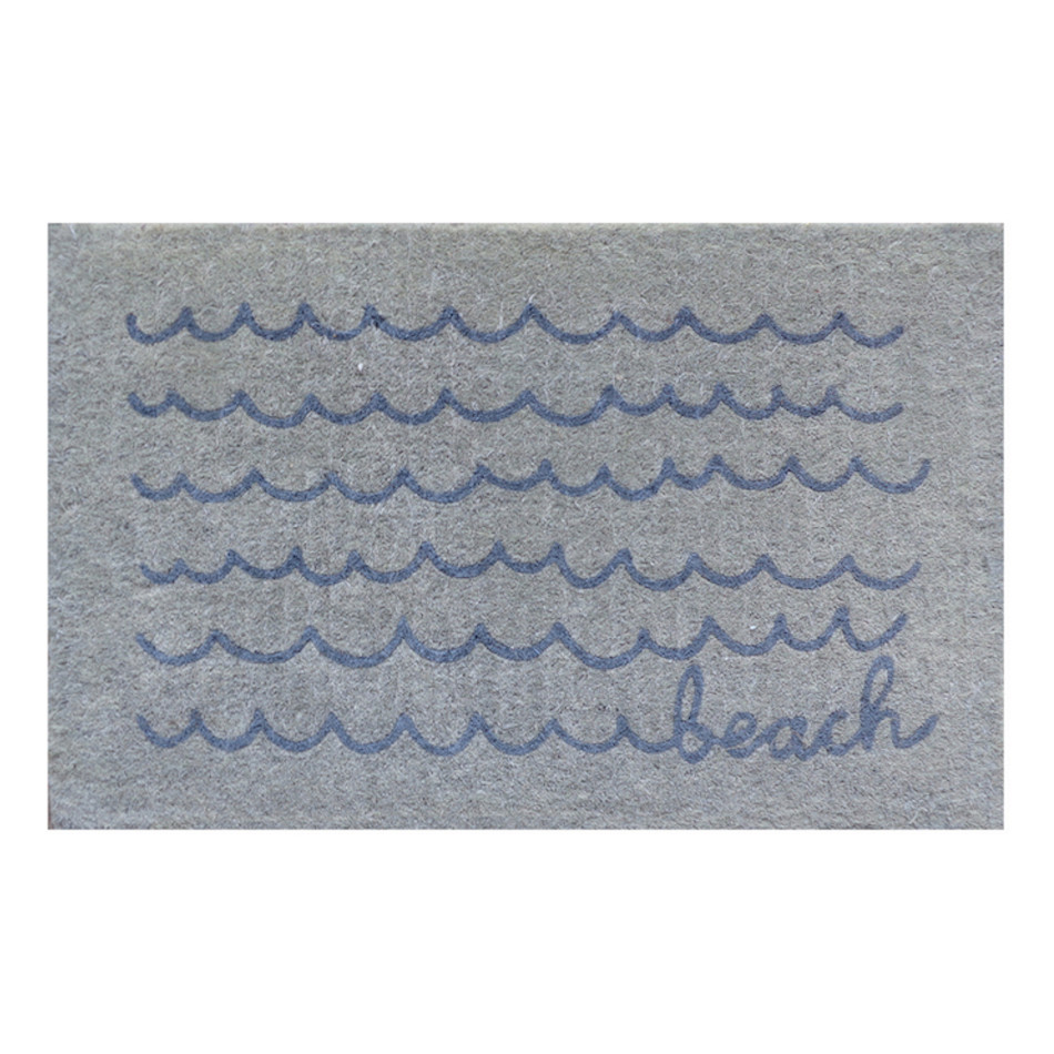 Beach Waves Grey Doormat - Regular
